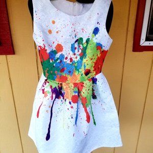 SPRING SLASHED PAINT DRESS